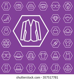 fashion outline, thin, flat, digital icon set for web and mobile