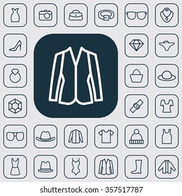 fashion outline, thin, flat, digital icon set for web and mobile