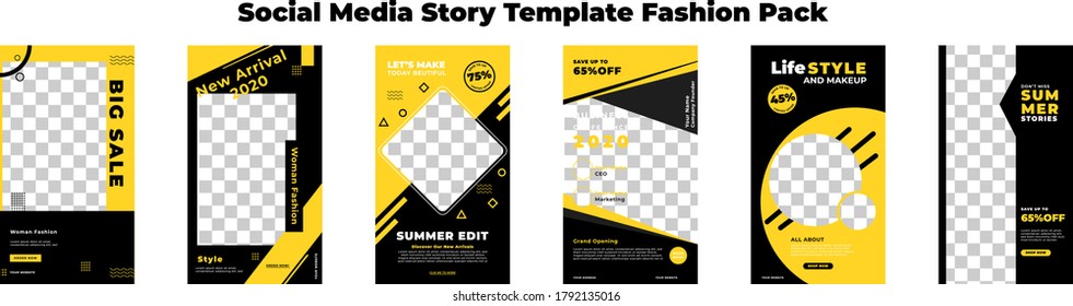 fashion pack template for social media networks stories, story, vector illustration. Design background for social media