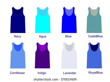 Fashion palette of blue  color shirts vector illustration