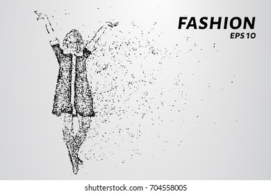 Fashion of particles. Model fashion show consists of dots and circles. Vector illustration.