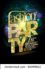 Fashion Party Vector Poster With Gold Crystal Glare Headline