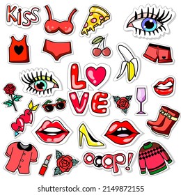 fashion patch badges doodle pop art set for sticker, postcard , element , decoration , invitation ,element . vector illustration for kid