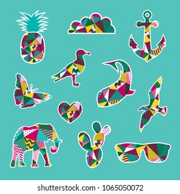 Fashion patch badges. Summer set. Vector collection.