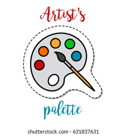Fashion patch element with quote, Artists palette, vector illustration