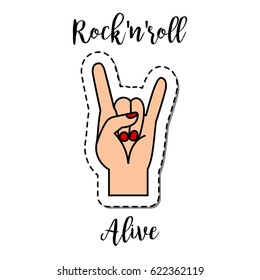 Fashion patch element with quote, and human hand gesture, vector badge