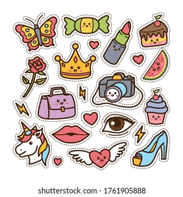 Fashion patch set. Element for designs, label, sticker, patch, greeting card and print design