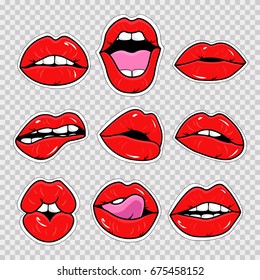 Fashion Patch Set Lips Stickers Patches Stock Vector (Royalty Free ...