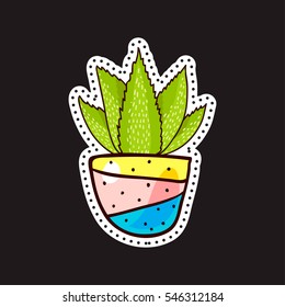 Fashion patches, brooches with cacti, hearts, flags. Cute Vector Doodles funny, clothes pins, jacket, stickers, patches, pins, badges. Cartoon style of the 80s, 90s Modern Pop Art Embroidery