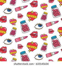 Fashion patches seamless background