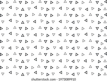 Fashion pattern with cute minimalist triangles on white background, geometric shape,design for decoration, wrapping paper, print, fabric or textile, elegant ornaments, lovely card, vector illustration