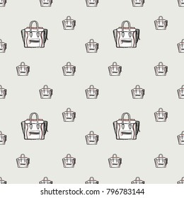 Fashion pattern with ladies bag. Trend hand drawn fashion accessory sketch seamless pattern in vogue style. Fashionable background