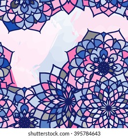Fashion pattern with mandala, doily round, design elements, flower background,abstract lace decoration