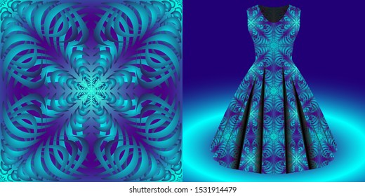 Fashion pattern on female dress mockup