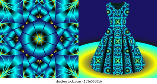 Fashion pattern on female dress mockup