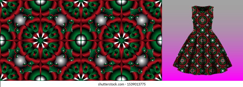 Fashion pattern on female dress mockup