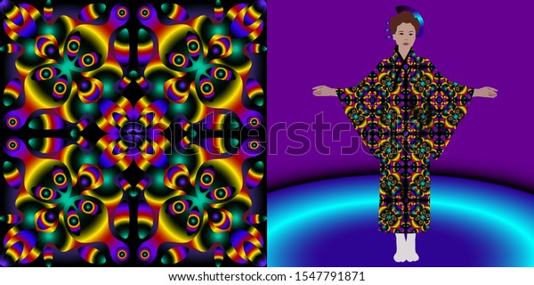 Download Fashion Pattern On Female Kimono Mockup Stock Vector Royalty Free 1547791871