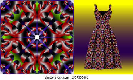 Fashion pattern on female sundress mockup