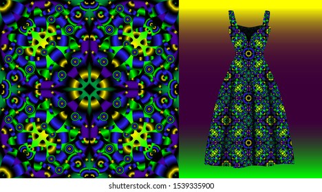 Fashion pattern on female sundress mockup