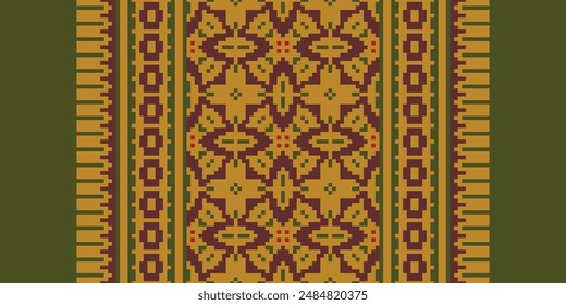 Fashion pattern Seamless Native American, Motif embroidery, Pixel Ikat embroidery vector Design for Print egyptian pattern tibetan mandala bandanna