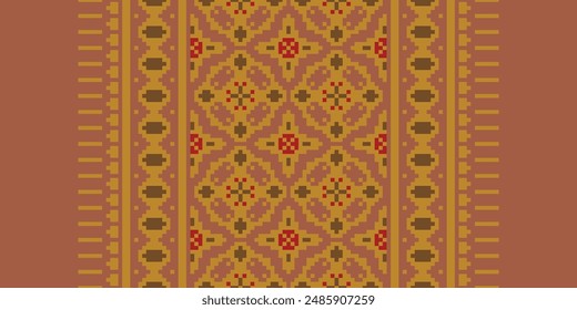 Fashion pattern Seamless Native American, Motif embroidery, Pixel Ikat embroidery vector Design for Print pattern vintage flower folk navajo patchwork pattern