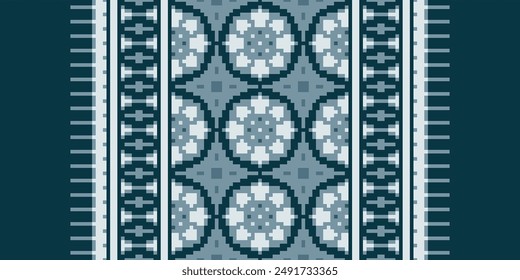 Fashion pattern Seamless Scandinavian pattern Motif embroidery, Pixel Ikat embroidery vector Design for Print egyptian pattern tibetan mandala bandanna