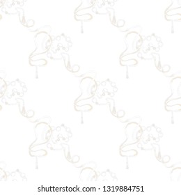 Fashion pattern with white crossing belts. Vector hand drawn sketch seamless pattern on white background. Fabric design