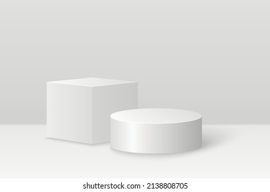 Fashion pedestal. Cylinder shape podium for product presentation.