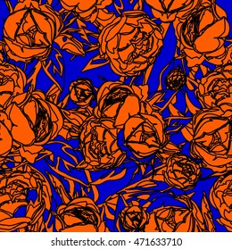 Fashion peony seamless vector pattern.