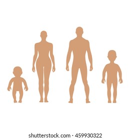 Fashion people solid template figure silhouette (front view), vector illustration isolated on white background