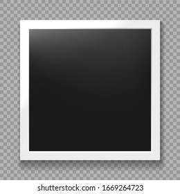 Fashion photo frame. Paper vintage portrait instant photos picture with black background vector illustration
