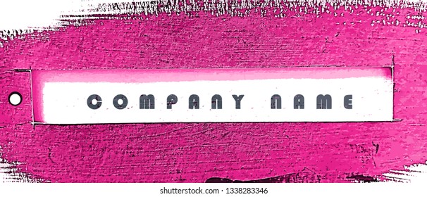 Fashion pink abstract dangling paper label or cloth tag. Blank labels template price tags set realistic vector. Hand smear paint on paper.
