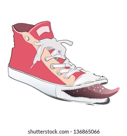 Fashion pink shoe. Vector design.