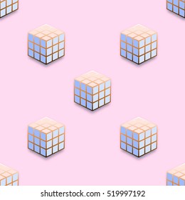 Fashion pins seamless pattern. Gem stone jewel cube with edging background.
