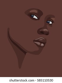 Fashion Portrait Of Beautiful African Woman. Shadow Silhouette. Vector Illustration Eps10