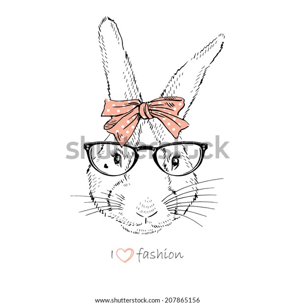 Fashion Portrait Cute Bunny Girl Hipster Stock Vector (Royalty Free ...