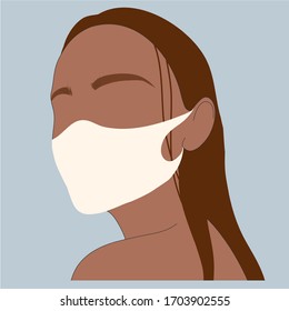 Fashion portrait.  Girl in a mask to protect against the virus.  Illustration calling to wear a mask and stay fashionable.