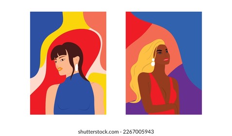 Fashion portraits of beautiful women. International day of women's day