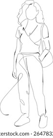 Fashion pose of girl or woman single line or mono line or one line continuous art  vector illustration .