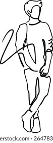 Fashion pose of girl or woman single line or mono line or one line continuous art  vector illustration .