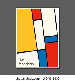 Fashion poster inspired by postmodern Piet Mondrian. Neoplasty, Bauhaus. Useful for interior design, background, poster design, first page of the magazine, high-tech printing, cover.