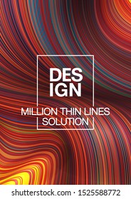 Fashion poster million thin lines luxury design. Liquid wave lines fashion background. Beautiful flowing drape textiles from multitude of thin threads. Vector illustration vogue drape banner EPS10 set