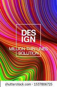 Fashion poster million thin lines luxury design. Liquid wave lines fashion background. Beautiful flowing drape textiles from many thin fibers yarn. Vector illustration vogue drape banner EPS10 set