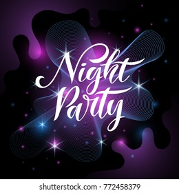 Fashion poster night party in abstract style. The illustration universe and stars in space. Vector background.