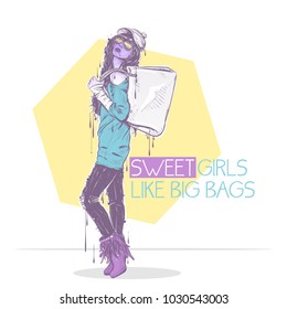 Fashion poster in pastel colors.