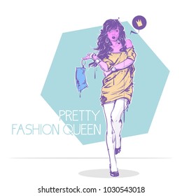 Fashion poster in pastel colors.