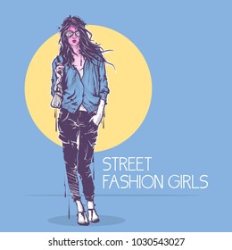 Fashion poster in pastel colors.