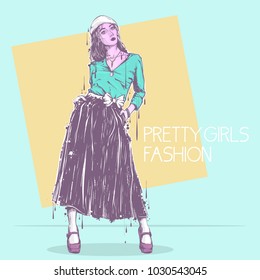 Fashion poster in pastel colors.