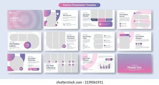 Fashion presentation slides template design. Use for modern presentation background, brochure design, website slider, landing page, annual report, company profile