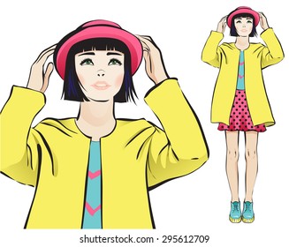 Fashion pretty girl vector illustration